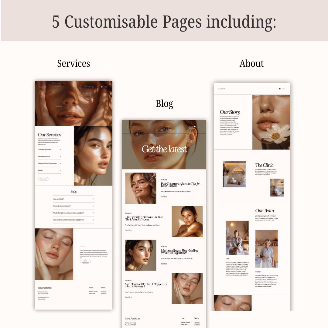 luna template about page preview